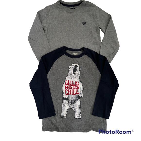 Bundle 2 Boys Long Sleeve Cotton T-Shirts Chaps Osh Kosh Size 6 - Picture 1 of 8